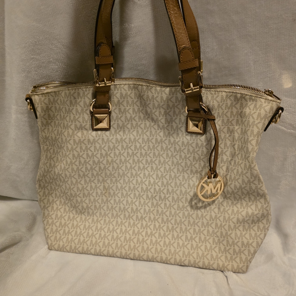 Michael Kors Cream and Tan Signature Tote
